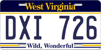 WV license plate DXI726