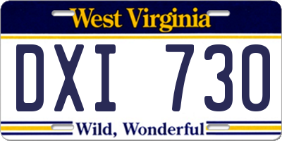 WV license plate DXI730