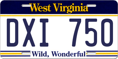 WV license plate DXI750