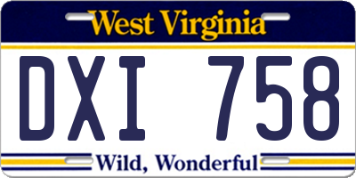 WV license plate DXI758