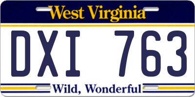 WV license plate DXI763