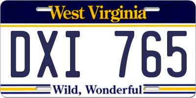 WV license plate DXI765