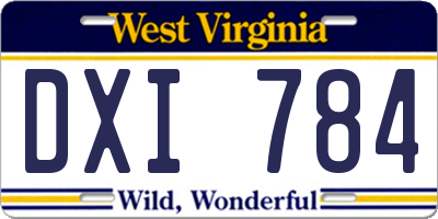 WV license plate DXI784