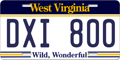 WV license plate DXI800