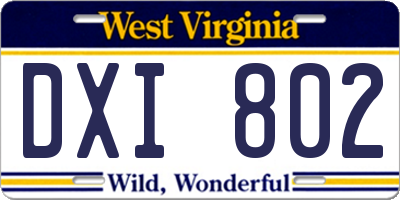 WV license plate DXI802
