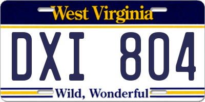 WV license plate DXI804