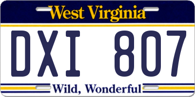 WV license plate DXI807