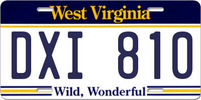 WV license plate DXI810