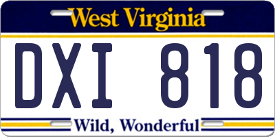 WV license plate DXI818