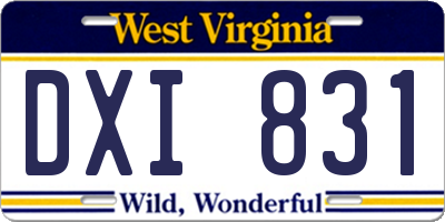 WV license plate DXI831