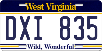 WV license plate DXI835