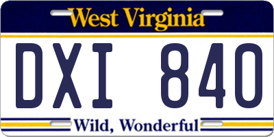 WV license plate DXI840