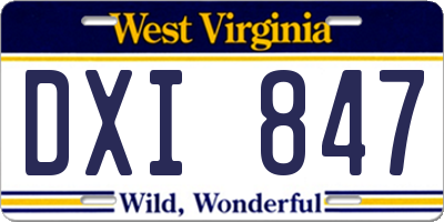 WV license plate DXI847