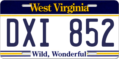 WV license plate DXI852