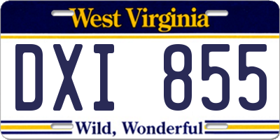 WV license plate DXI855