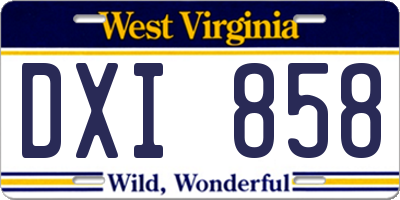 WV license plate DXI858