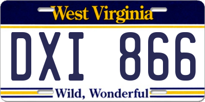 WV license plate DXI866