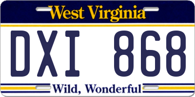 WV license plate DXI868