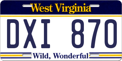 WV license plate DXI870