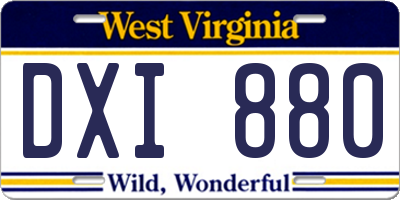 WV license plate DXI880
