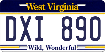WV license plate DXI890
