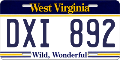 WV license plate DXI892