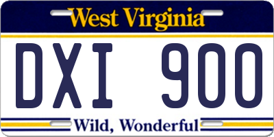 WV license plate DXI900