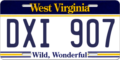 WV license plate DXI907