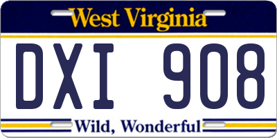 WV license plate DXI908