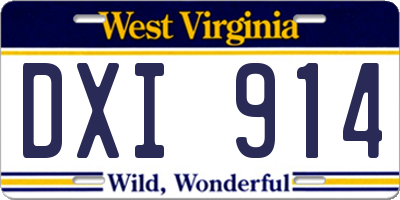 WV license plate DXI914