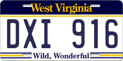 WV license plate DXI916