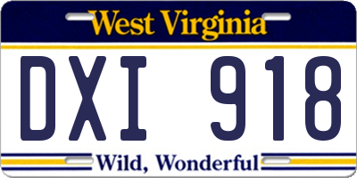 WV license plate DXI918