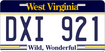 WV license plate DXI921