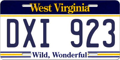 WV license plate DXI923