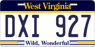 WV license plate DXI927