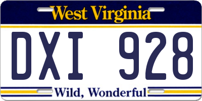 WV license plate DXI928