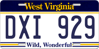 WV license plate DXI929