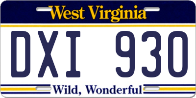 WV license plate DXI930