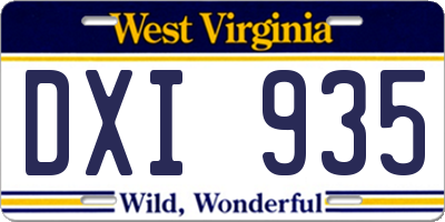 WV license plate DXI935