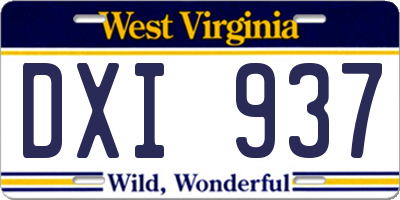 WV license plate DXI937