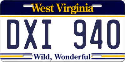WV license plate DXI940