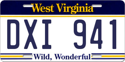 WV license plate DXI941