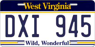WV license plate DXI945