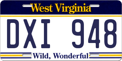 WV license plate DXI948