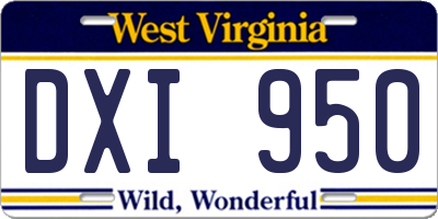 WV license plate DXI950