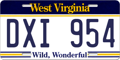 WV license plate DXI954
