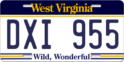 WV license plate DXI955