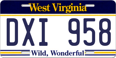WV license plate DXI958
