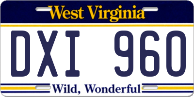 WV license plate DXI960