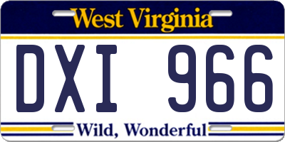 WV license plate DXI966